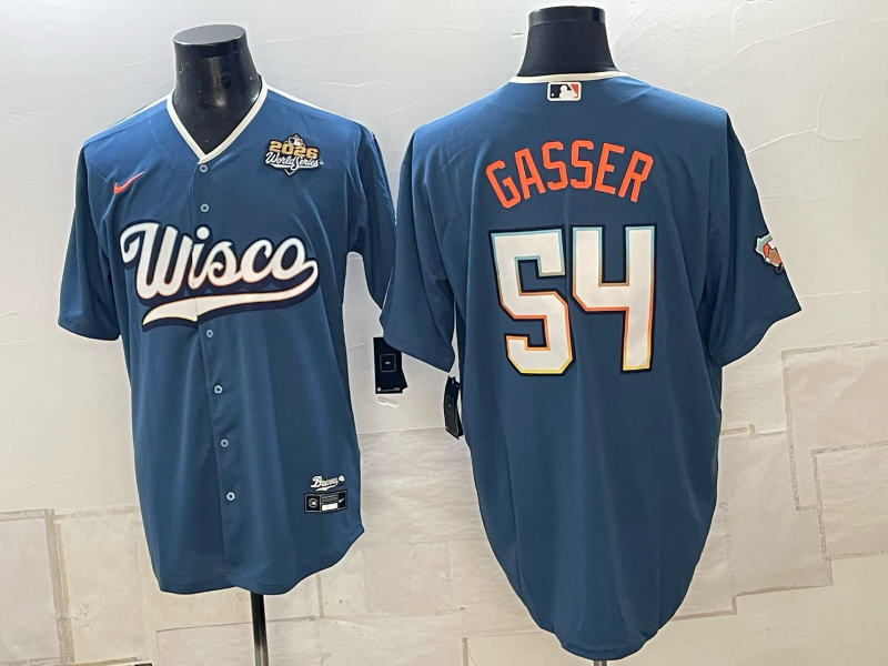 Men Milwaukee Brewers #54 Gasser blue Nike 2026 World Series MLB jersey 102303